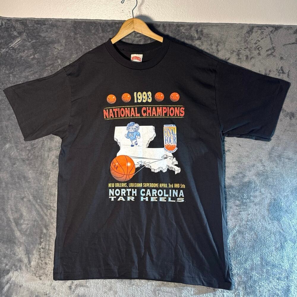 Vtg 1993 UNC National Champions Tee XL Nutmeg Mills Single Stitch NOS Deadstock